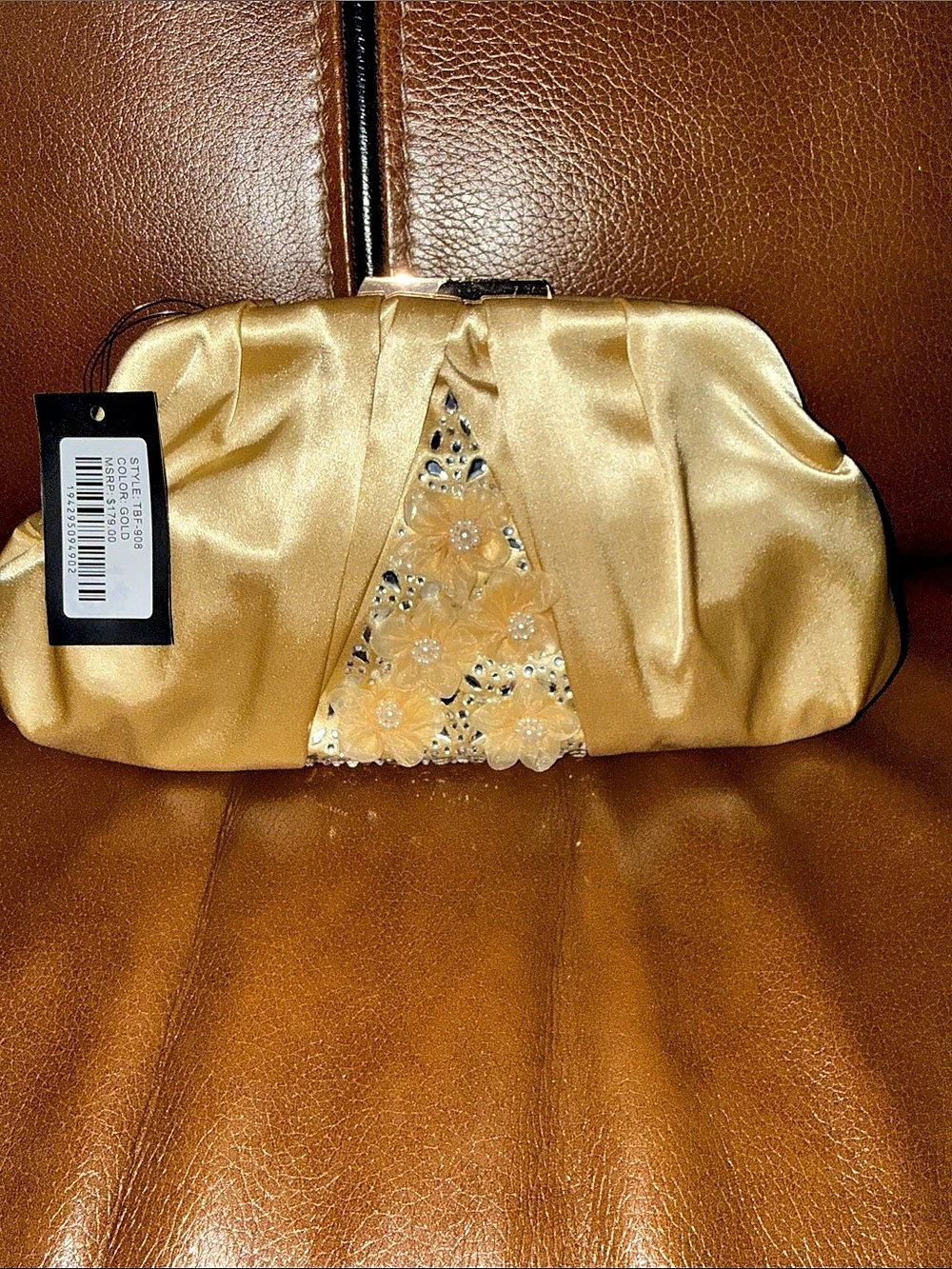Badgley Mischika Gold Embellished Clutch NWT